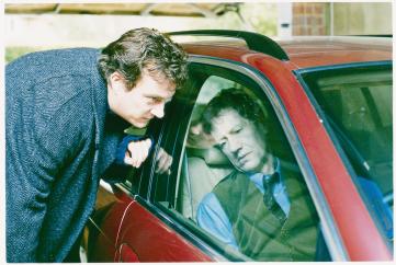 Stephen Tompkinson as Jim Harper finds the body of Doctor Franks, played by Michael Bertenshaw, dead in his car